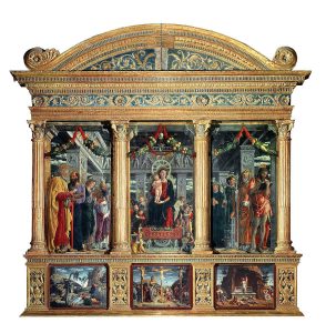 Andrea Mantegna Retable de San Zeno à Verone Les trois prédelles du bas sont des copies des originaux de Tours et Paris Image Wikipedia sur le retable de San Zeno